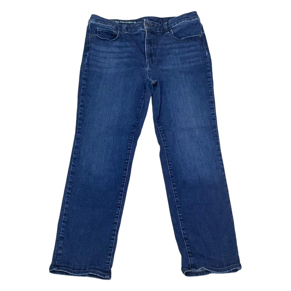 Talbot's Flawless High-Waist Straight-Leg Jeans Dark Wash Denim Pants Size 12P